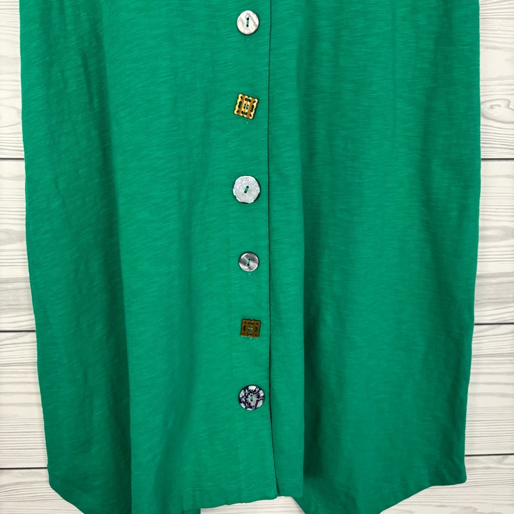 Soft Surroundings Danielle Button Dress Parakeet Green Beachy NWT Coastal Small - Picture 5 of 10